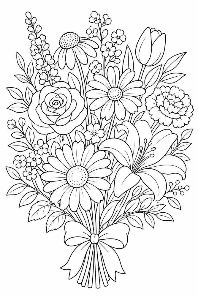 Flower Bouquet Garden Picked Bouquet coloring page