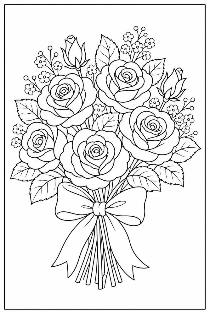 Flower Bouquet Rose Bouquet coloring page