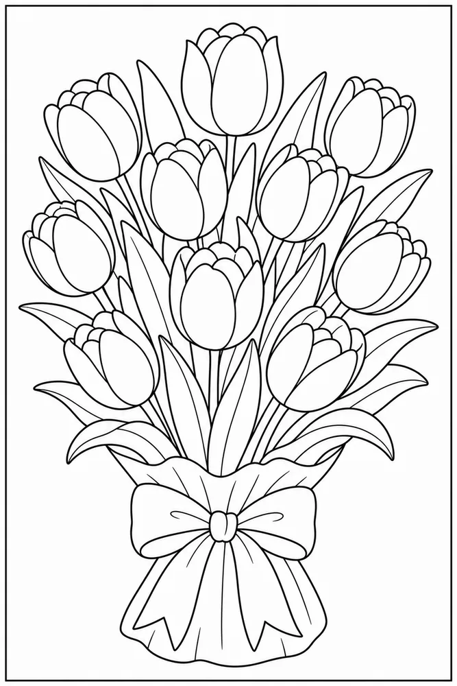 Flower Bouquet Tulip Bouquet coloring page