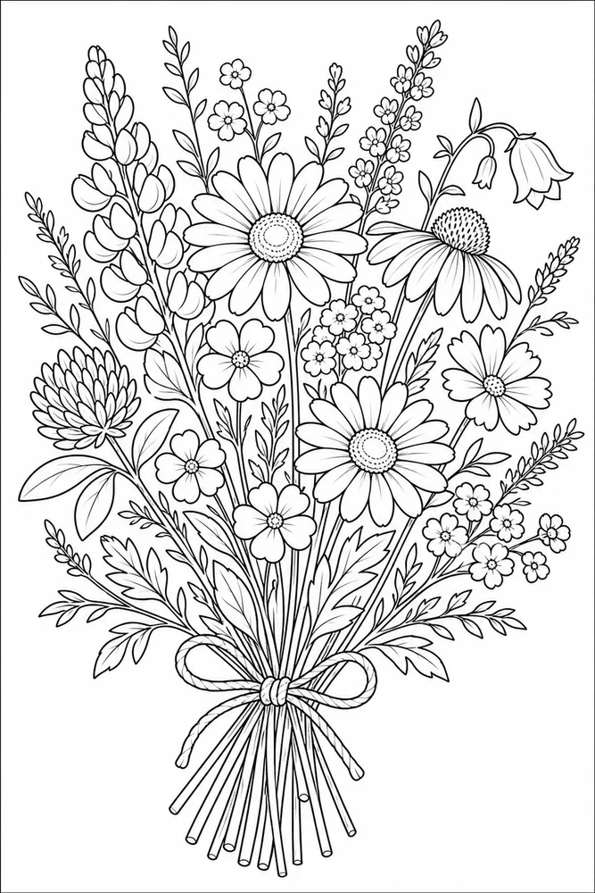 Flower Bouquet Wildflower Bunch coloring page
