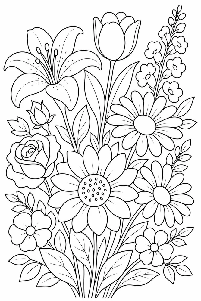 Flower Garden Bouquet coloring page