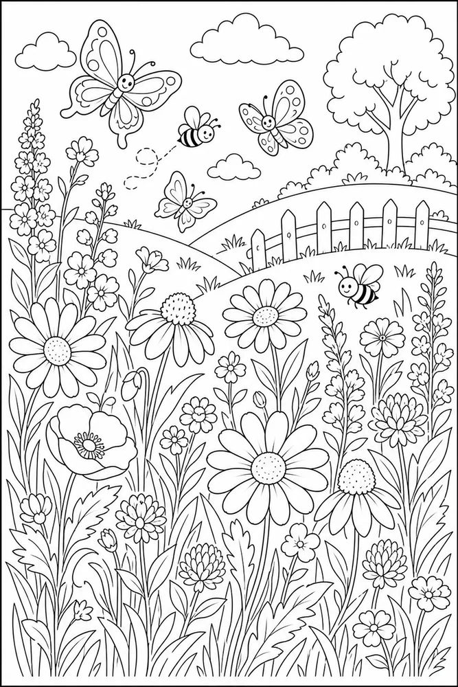 Flower Garden Wildflower Meadow coloring page