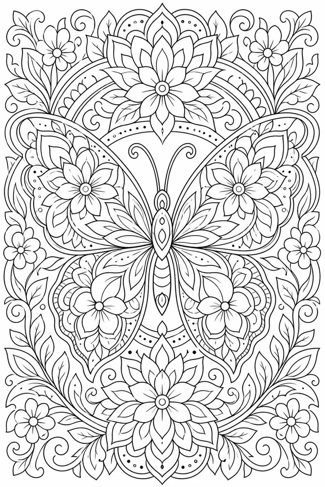 Flower Mandala Butterfly Mandala coloring page