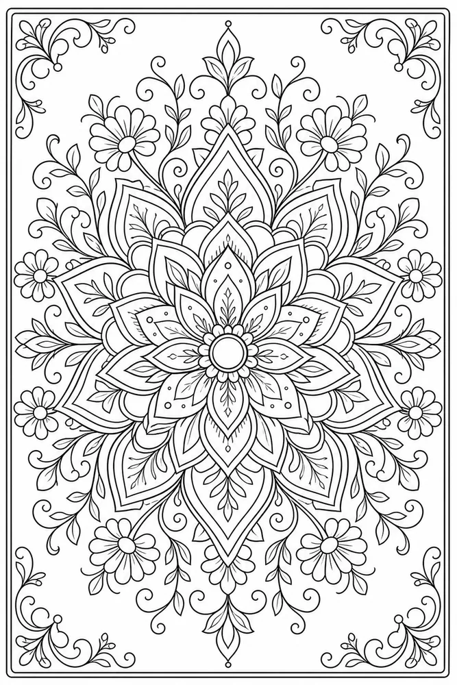 Flower Mandala Detailed Mandala coloring page