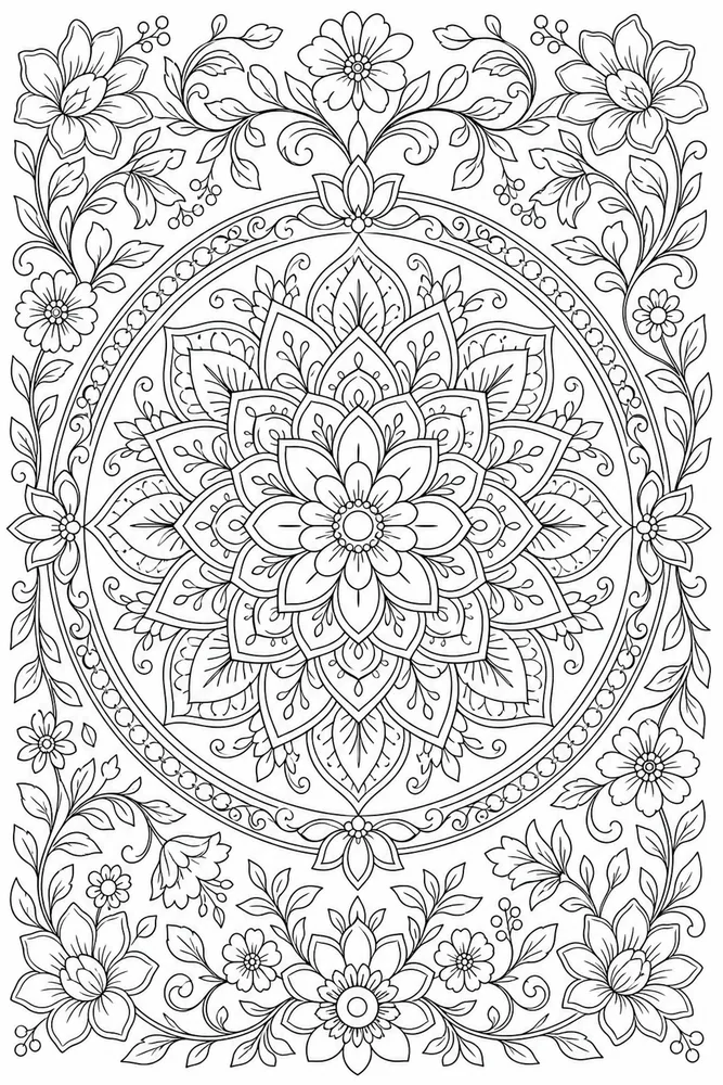 Flower Mandala Garden Circle coloring page