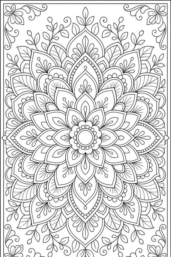 Flower Mandala Coloring Pages preview: Flower Mandala Round Petal Mandala coloring page