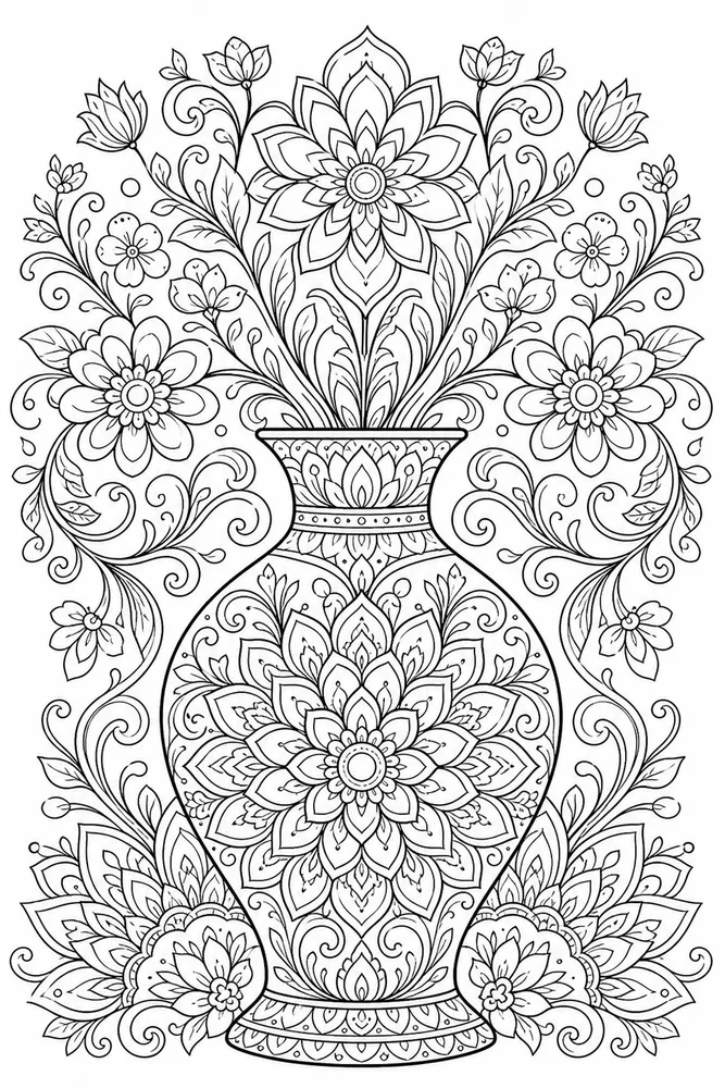 Flower Mandala Vase Mandala coloring page