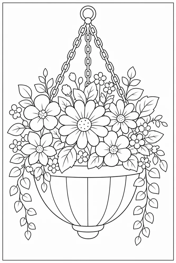 Flower Pot Hanging Pot coloring page