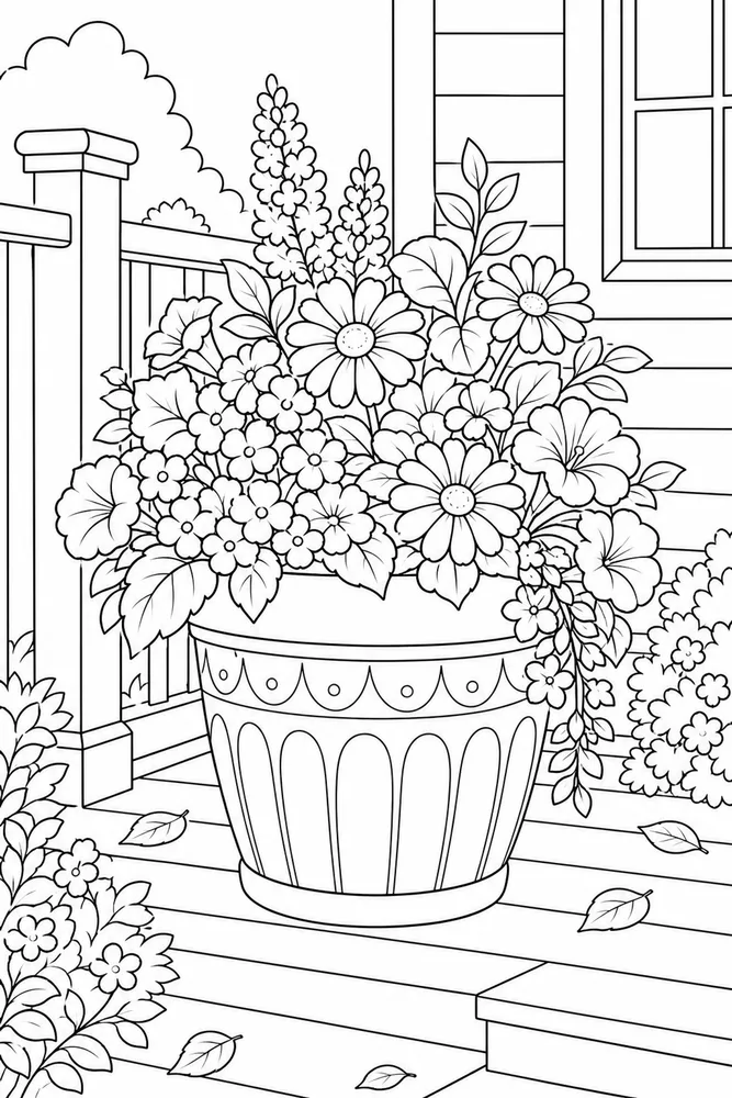 Flower Pot Large Porch Pot coloring page