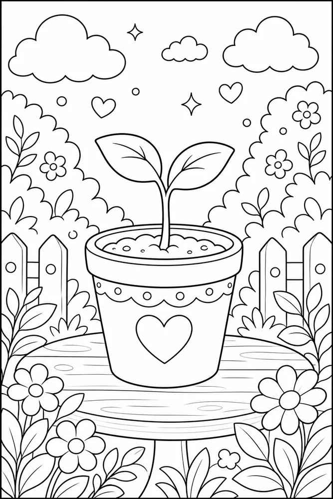Flower Pot Tiny Sprout Pot coloring page