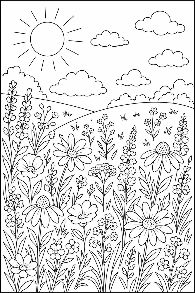 Flower Wildflower Hill coloring page