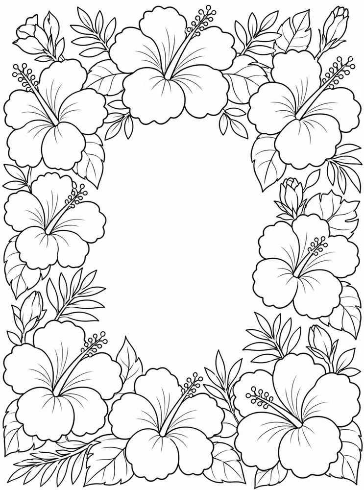 Hibiscus Flower Hibiscus Border coloring page