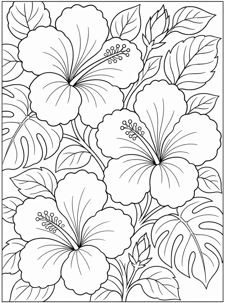 Hibiscus Flower Hibiscus Pattern coloring page