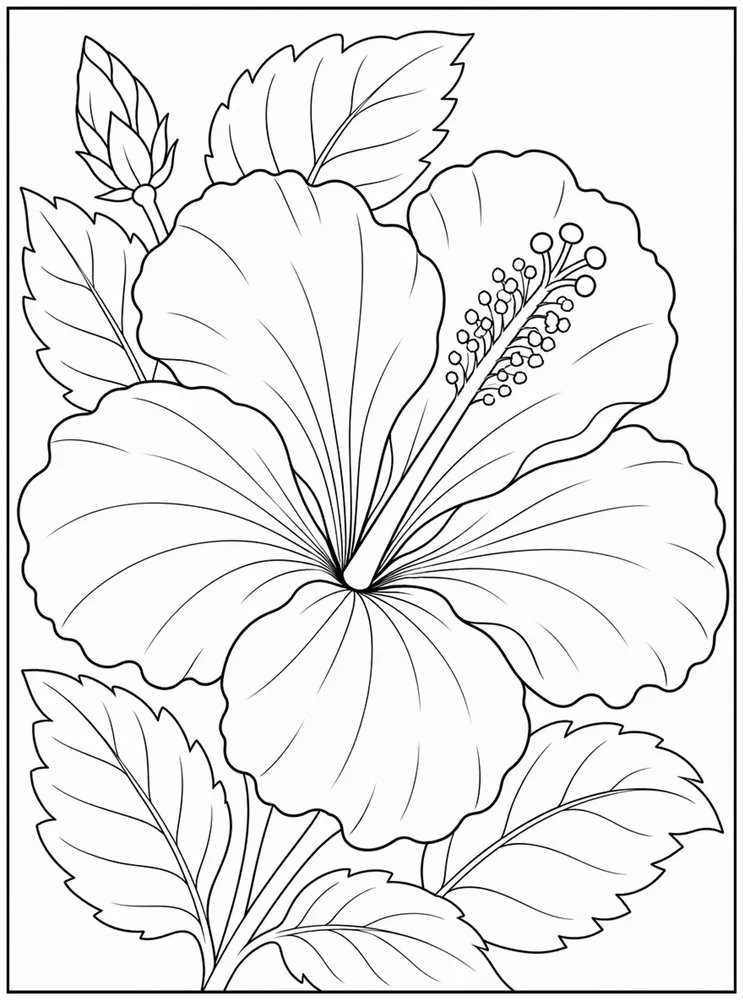 Hibiscus Flower Large Hibiscus Bloom coloring page