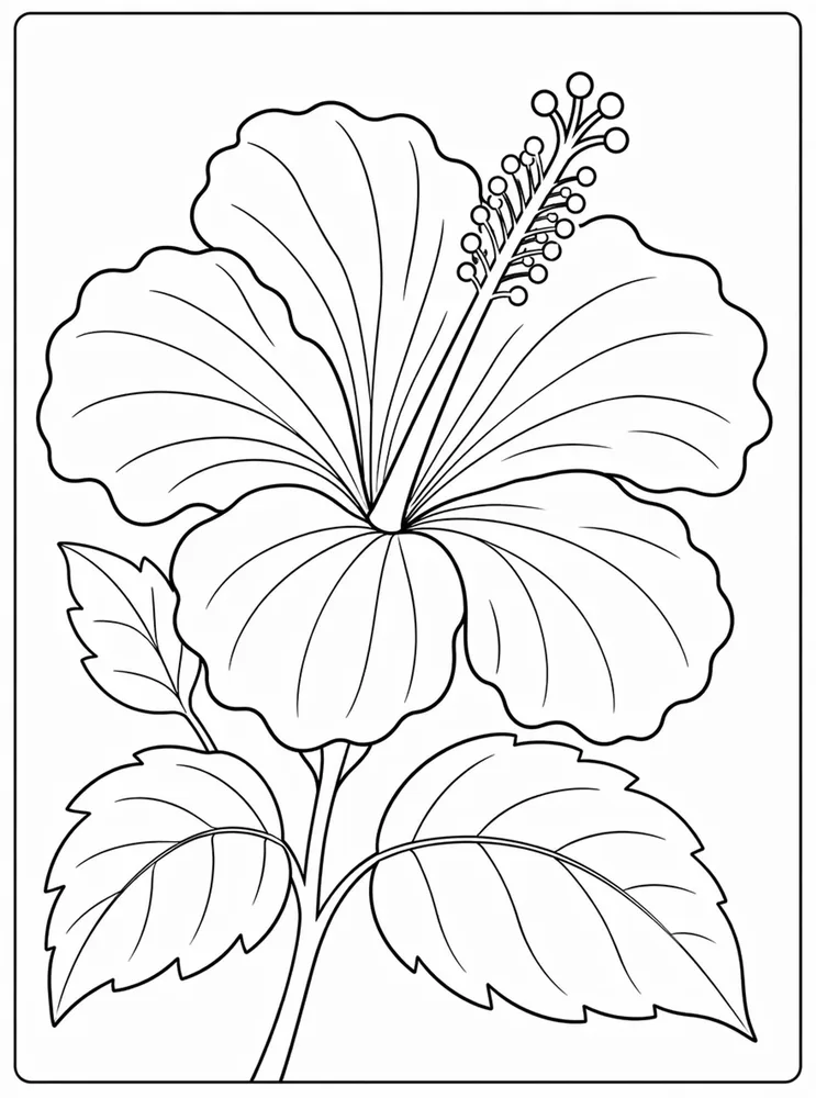 Hibiscus Flower Coloring Pages preview: Hibiscus Flower Single Hibiscus coloring page