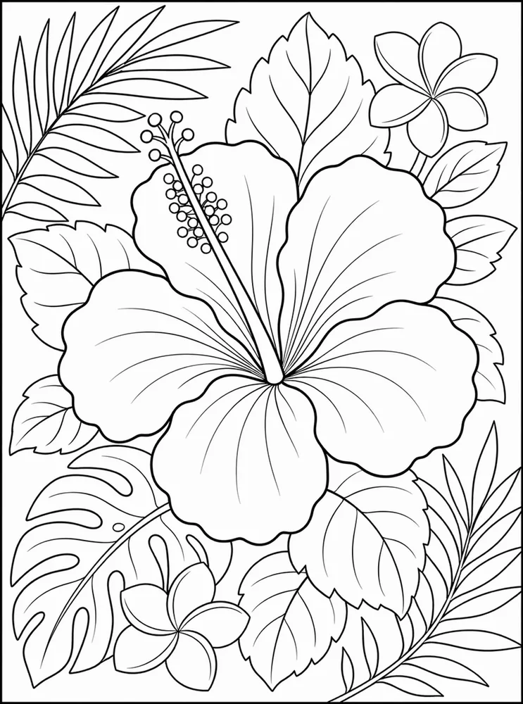Hibiscus Flower Tropical Hibiscus coloring page