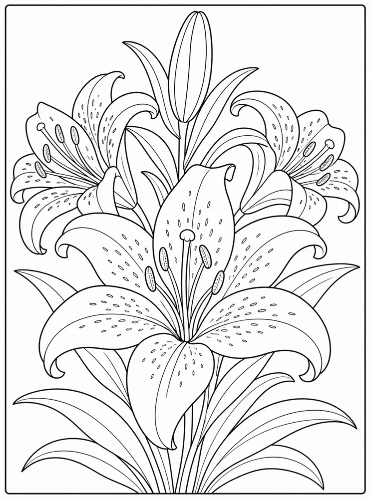 Lily Flower Detailed Lily coloring page