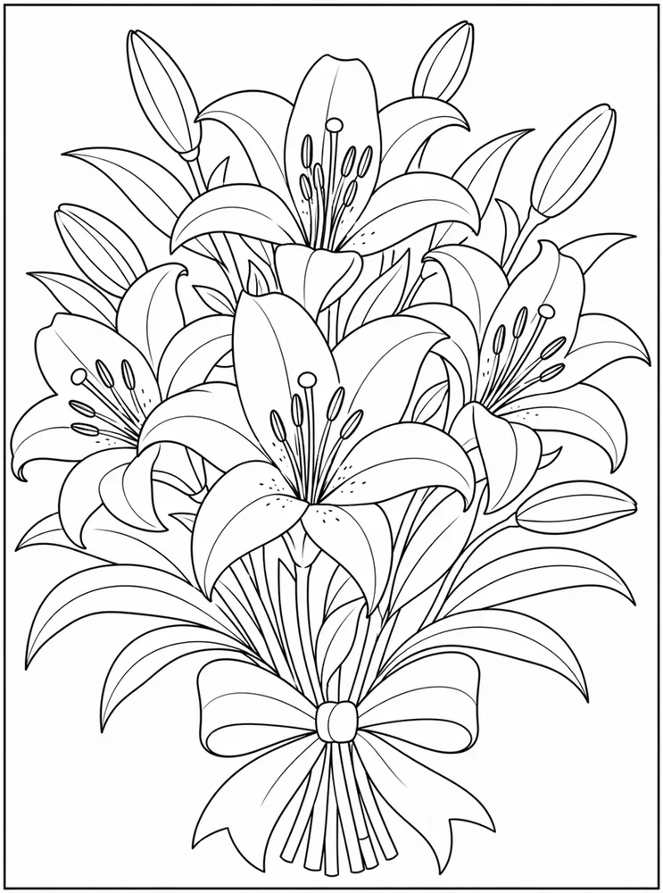 Lily Flower Lily Bouquet coloring page