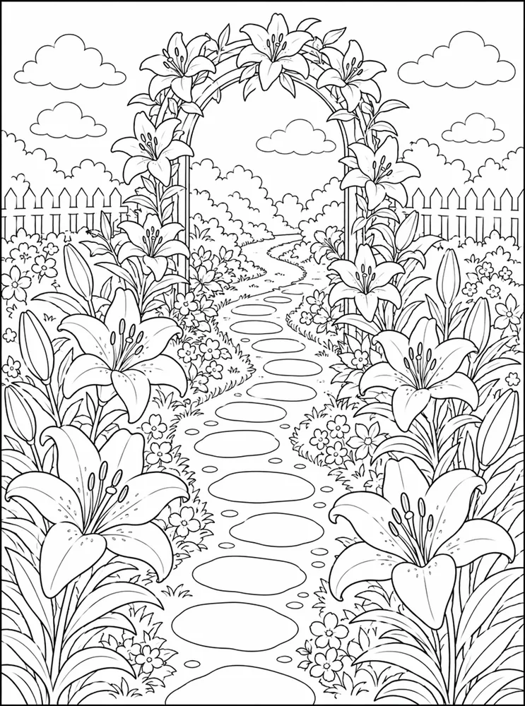 Lily Flower Lily Path coloring page