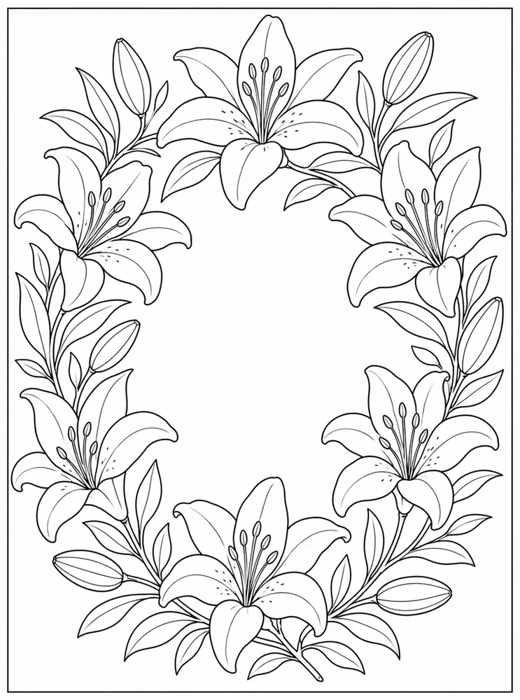 Lily Flower Lily Wreath coloring page