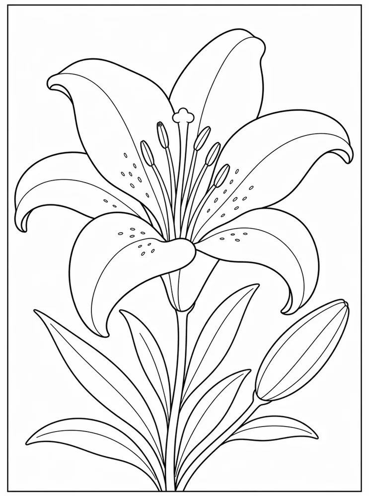 Lily Flower Simple Lily coloring page