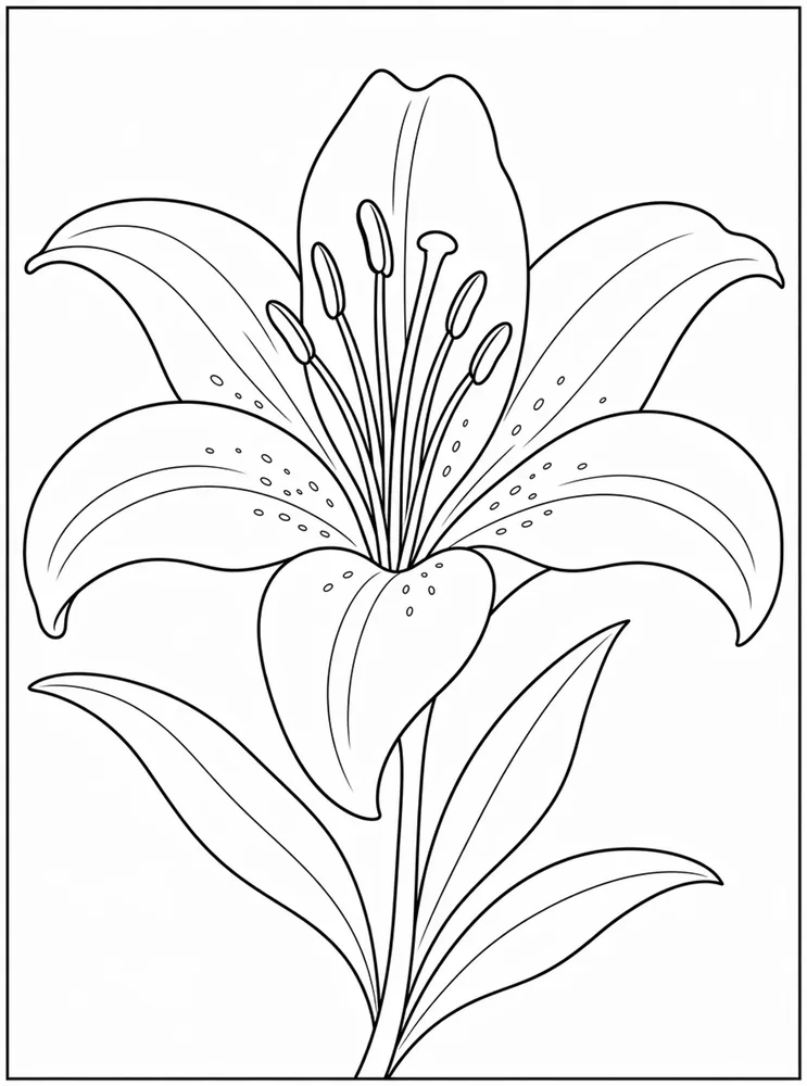 Lily Flower Coloring Pages preview: Lily Flower Single Lily coloring page