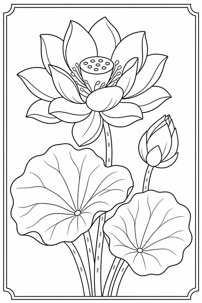 Lotus Flower Lotus Bud coloring page