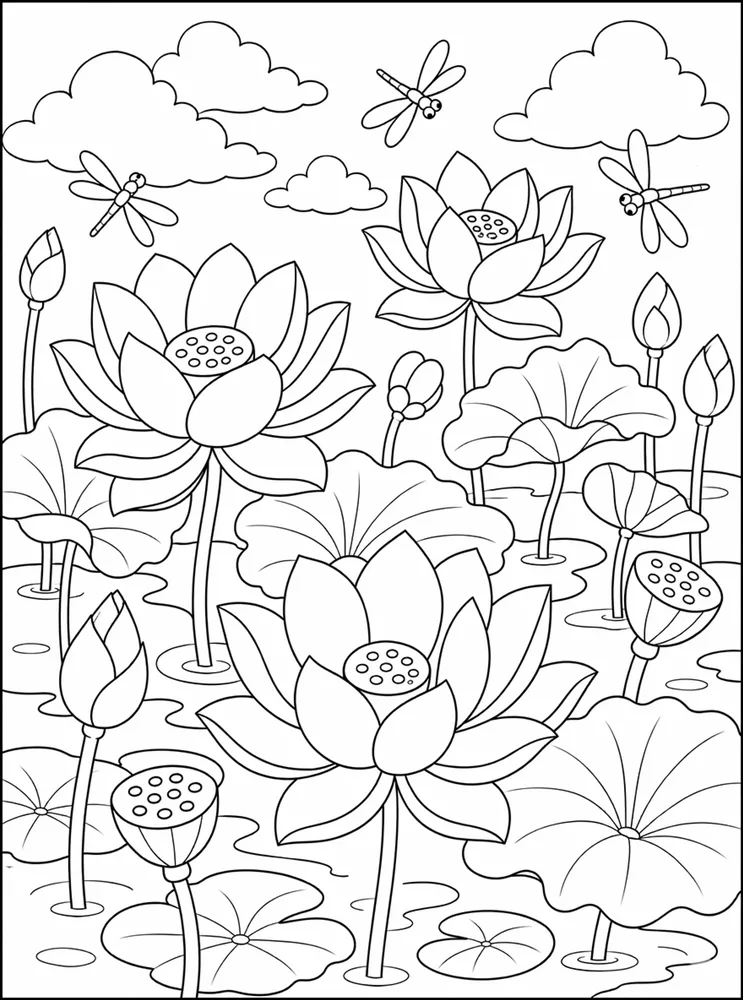 Lotus Flower Lotus Garden coloring page