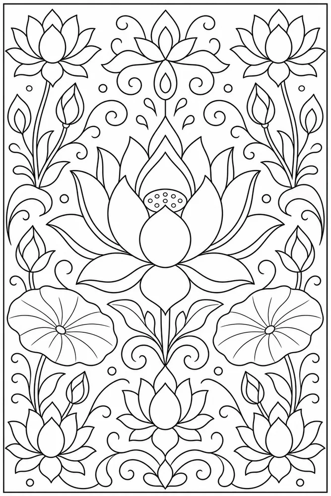 Lotus Flower Lotus Pattern coloring page