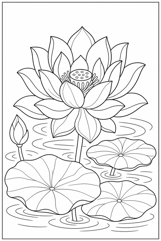 Lotus Flower Lotus Water Ripples coloring page