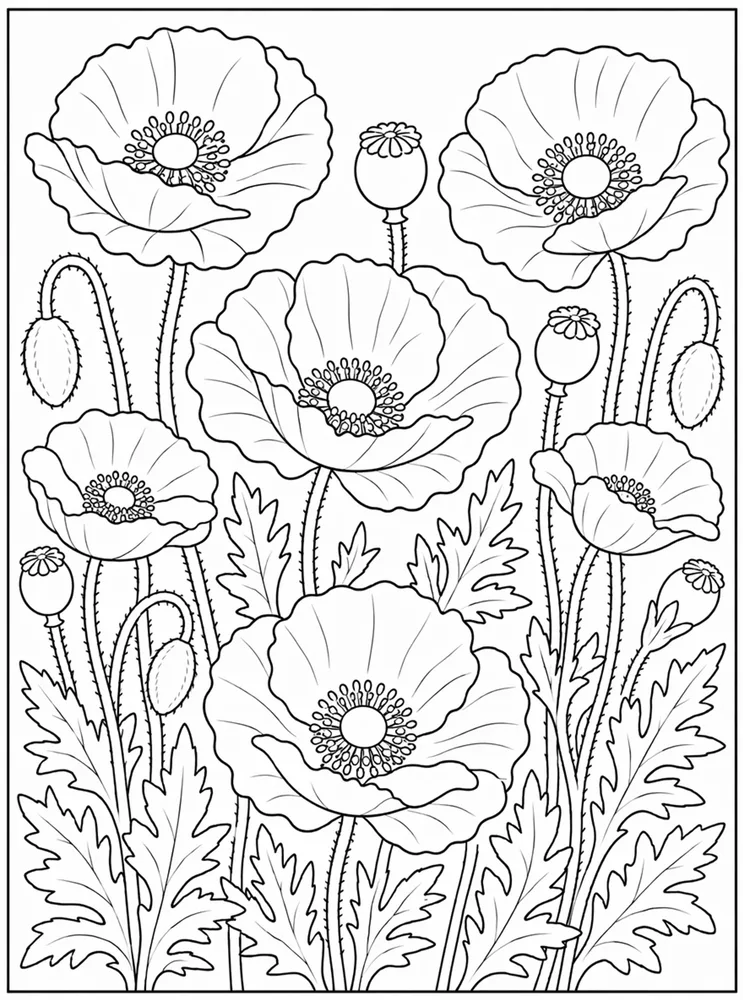 Poppy Flower Poppy Garden coloring page