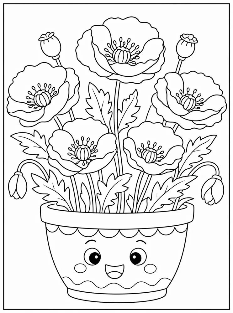 Poppy Flower Poppy Pot coloring page