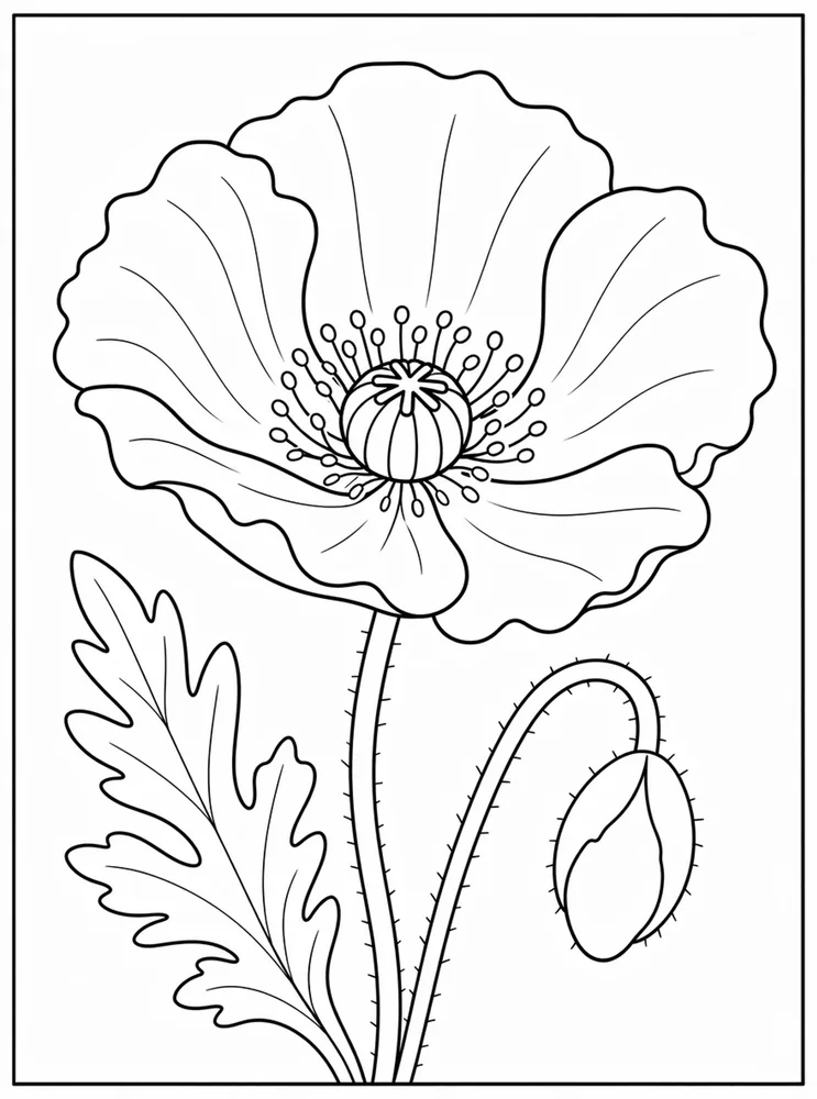 Poppy Flower Simple Poppy coloring page