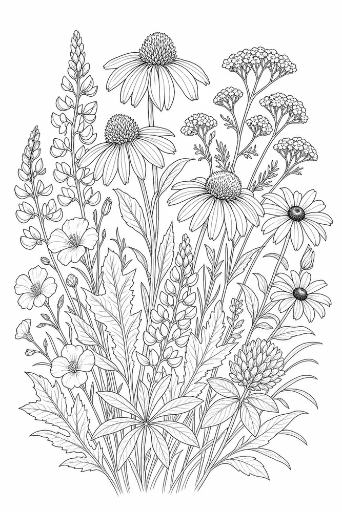 Realistic Flower Wildflower Study coloring page