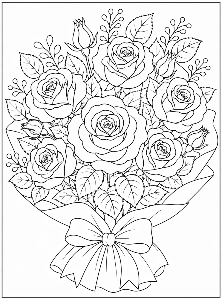 Rose Flower Rose Bouquet coloring page