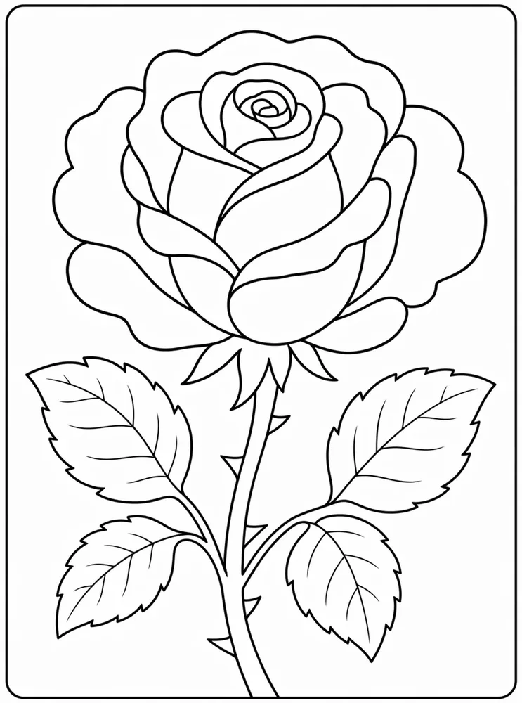 Rose Flower Simple Rose coloring page