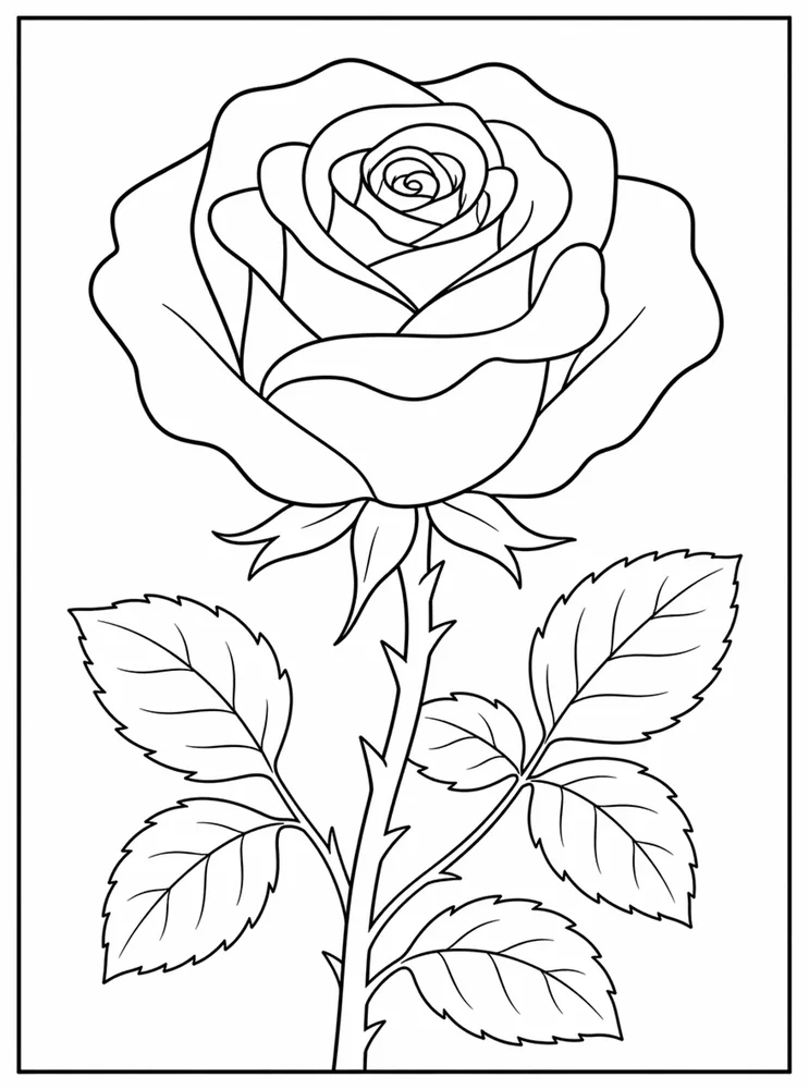 Rose Flower Coloring Pages preview: Rose Flower Single Rose coloring page