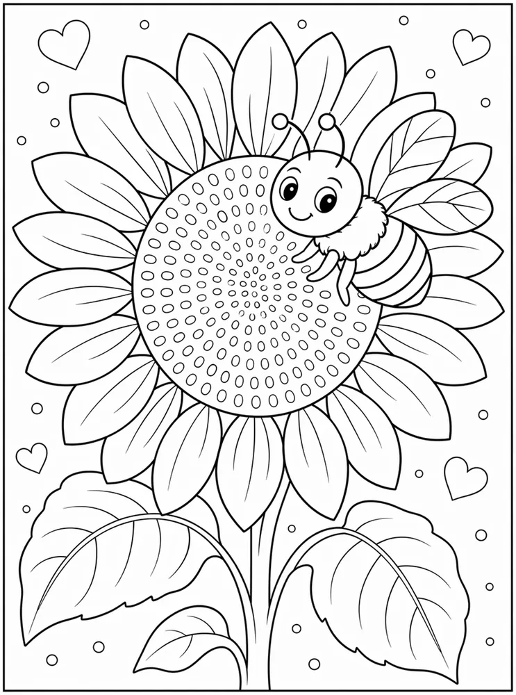 Sunflower Bee Sunflower coloring page
