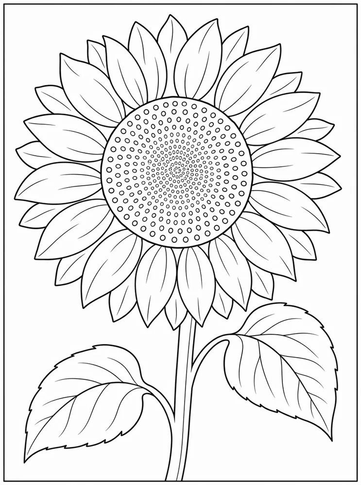 Sunflower Coloring Pages preview: Sunflower Single Sunflower coloring page