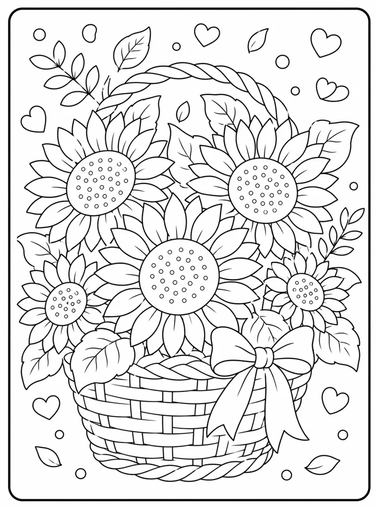 Sunflower Sunflower Basket coloring page
