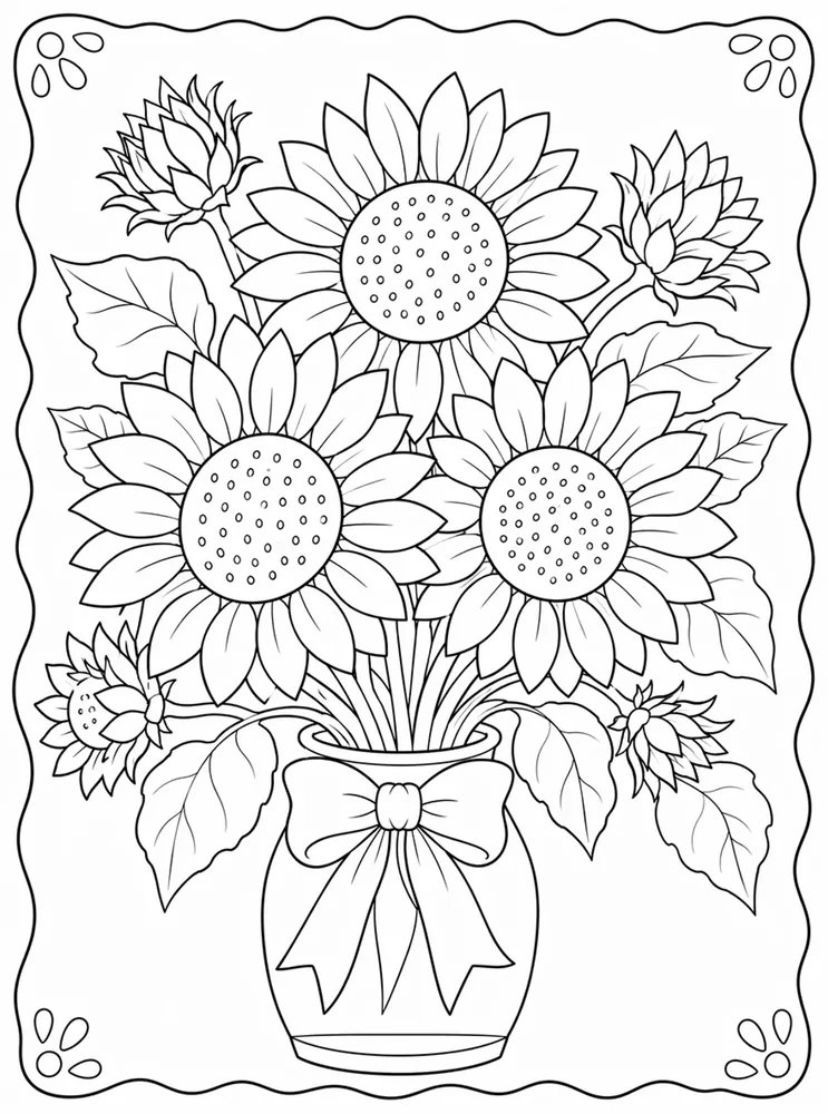Sunflower Sunflower Bouquet coloring page