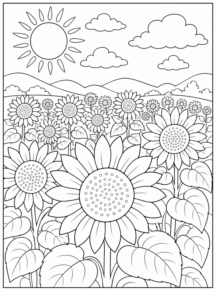 Sunflower Sunflower Field coloring page