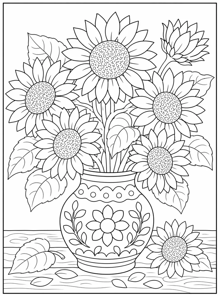 Sunflower Sunflower Vase coloring page
