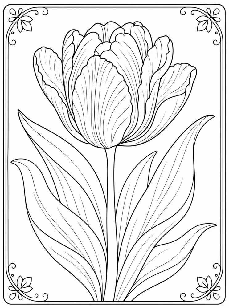 Tulip Flower Detailed Tulip coloring page