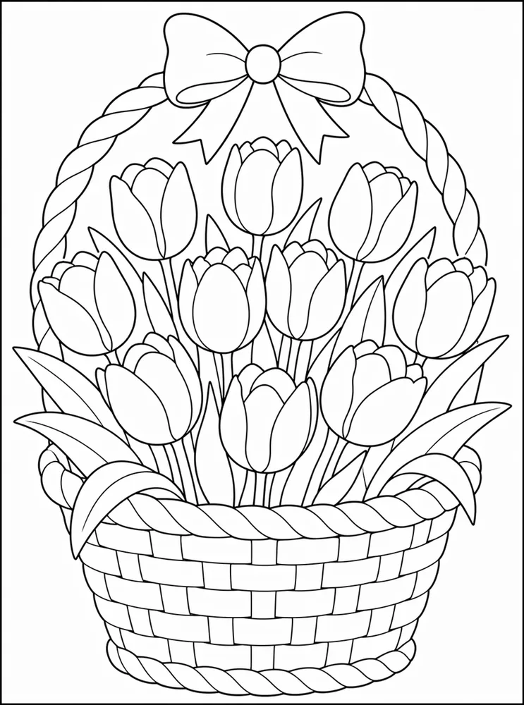 Tulip Flower Tulip Basket coloring page