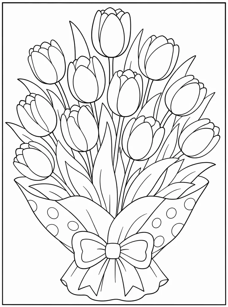 Tulip Flower Tulip Bouquet coloring page