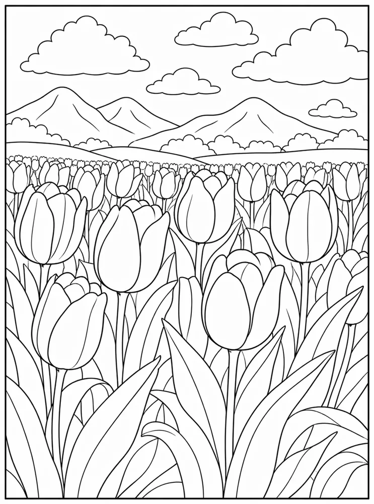 Tulip Flower Tulip Field coloring page