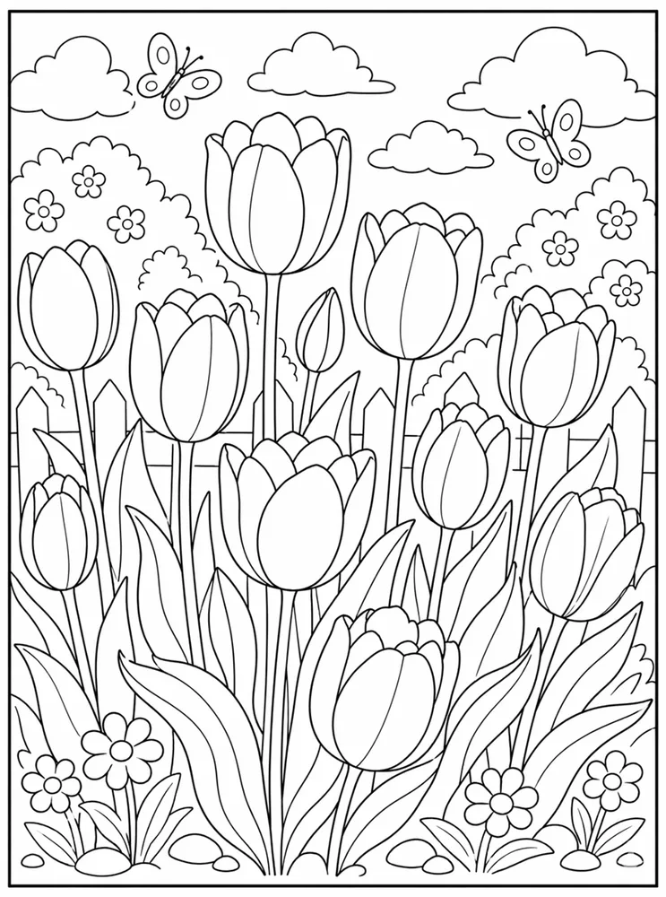 Tulip Flower Tulip Garden coloring page