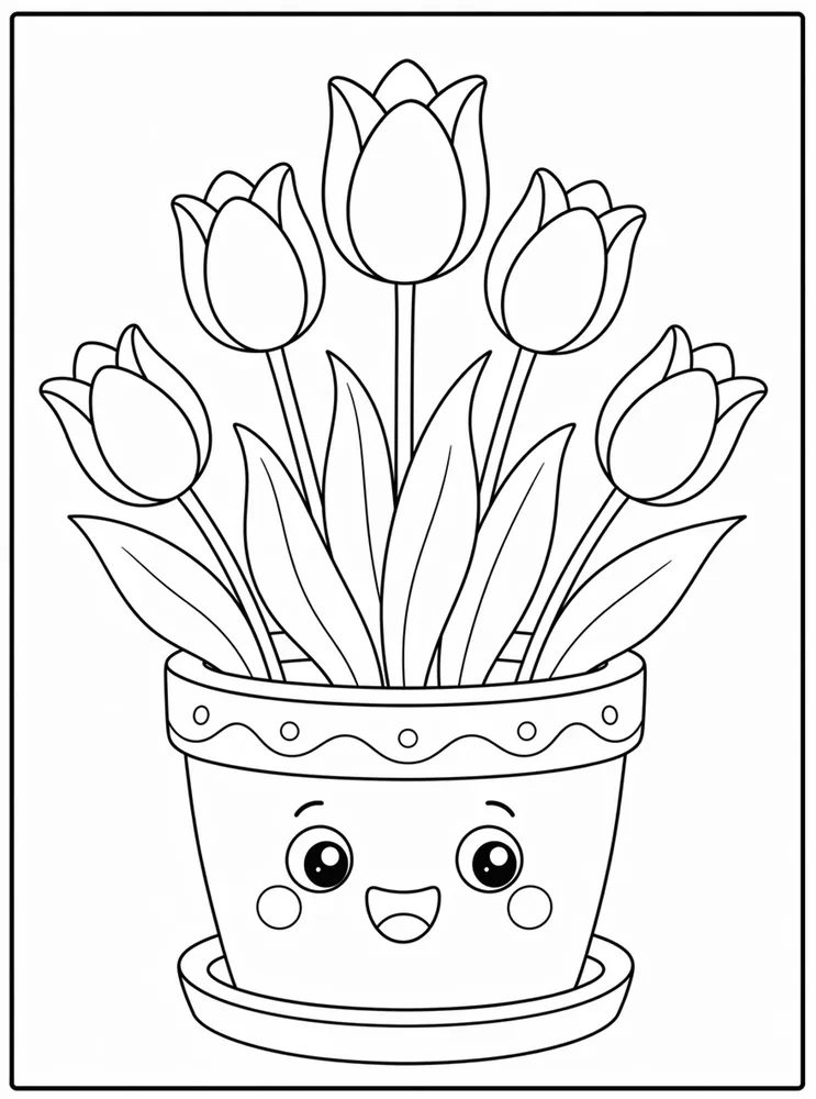 Tulip Flower Tulip Pot coloring page