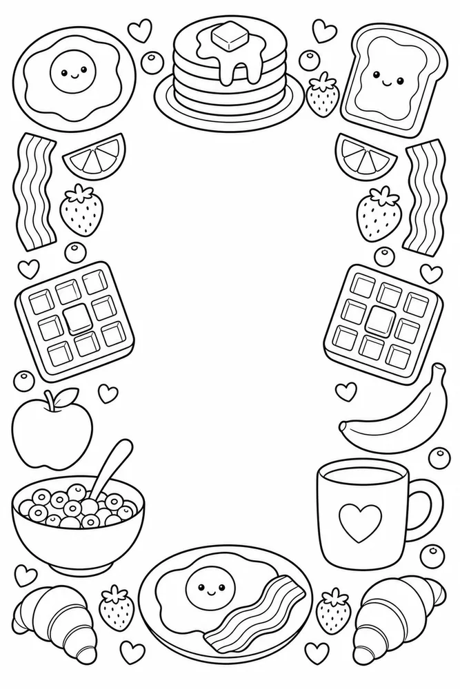 Breakfast Food Breakfast Food Decorative Border coloring page